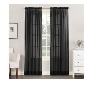 New Lichtenberg curtain panel .  2 panels . Black sheer 59"x 84"